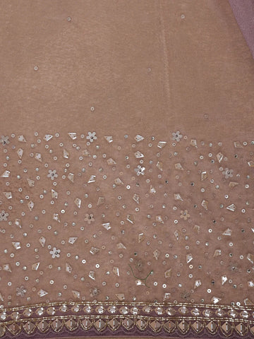 Lavender Sequins Designed Net Saree - Diadem