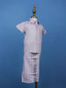 Lavender Silk Dhoti With Matching Half Sleeve Shirt - Diadem