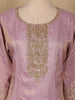 Lavender Silk Salwar Suit with Floral Embroidery - Diadem