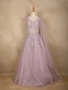 Lavender Floral And Sequins Embroider Net Party Wear Gown - Diadem