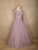 Lavender Floral And Sequins Embroider Net Party Wear Gown - Diadem