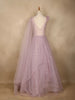 Lavender Floral And Sequins Embroider Net Party Wear Gown - Diadem