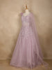 Lavender Floral And Sequins Embroider Net Party Wear Gown - Diadem
