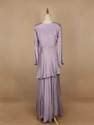 Lavender Floral Designed Chiffon Palazzo Salwar Suit - Diadem