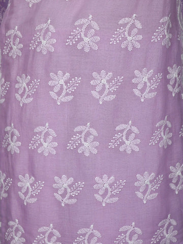 Lavender Floral Designed Cotton Salwar Suit - Diadem