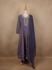 Lavender Floral Designed Semi Silk Salwar Suit - Diadem