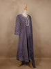 Lavender Floral Designed Semi Silk Salwar Suit - Diadem
