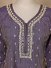Lavender Floral Designed Semi Silk Salwar Suit - Diadem
