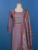 Lavender Floral Designed Semi Silk Straight Cut Salwar Suit - Diadem