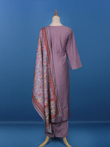 Lavender Floral Designed Semi Silk Straight Cut Salwar Suit - Diadem
