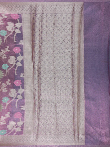 Lavender Floral Designed Semi Tissue Saree - Diadem