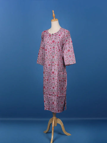 Lavender Floral Printed Cotton Kurti - Diadem