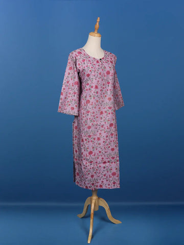 Lavender Floral Printed Cotton Kurti - Diadem