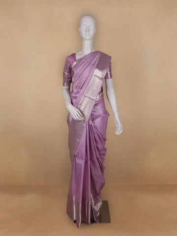 Lavender Floral Woven Pure Kanchipuram Silk Saree - Diadem