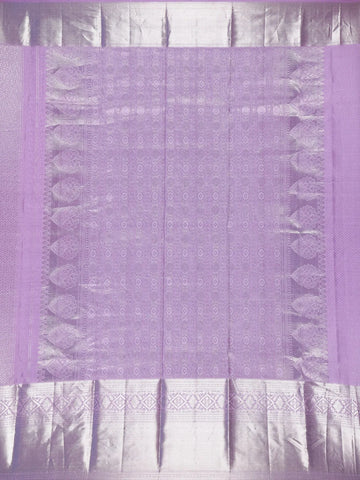 Lavender Floral Woven Pure Kanchipuram Silk Saree - Diadem
