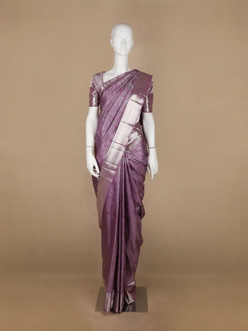 Lavender Floral Woven Pure Kanchipuram Silk Saree - Diadem