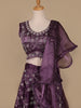 Lavender Floral and Stone Embroidery Bridesmaid Organza Lehenga - Diadem