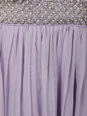Lavender Grey Floral Embroidered Jacket Style Georgette Lehenga - Diadem