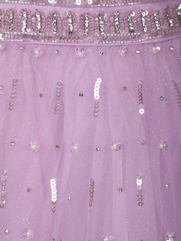 Lavender Sequin Embroidered Net Lehenga for Bridesmaids - Diadem