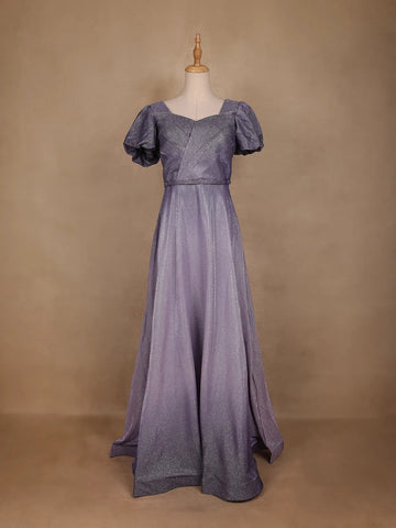 Lavender Shimmer Solid And Glitter Party Wear Gown - Diadem