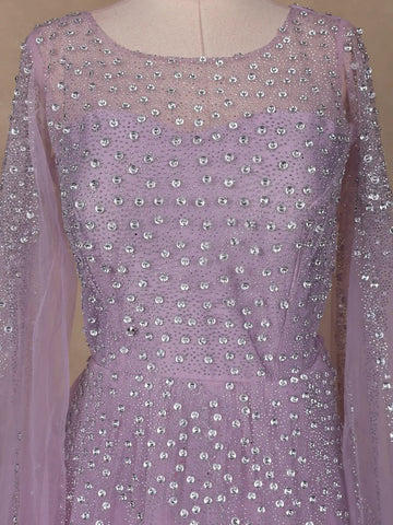 Lavender Stone Worked Net Bridal Gown - Diadem