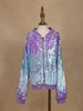 Lavender and Blue Dual-Tone Sequined Bomber Jacket - Diadem