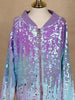 Lavender and Blue Dual-Tone Sequined Bomber Jacket - Diadem