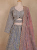 Lavender and Pink Ombre Sequins Embroidered Net Lehenga with Dupatta