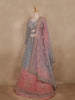 Lavender and Pink Ombre Sequins Embroidered Net Lehenga with Dupatta