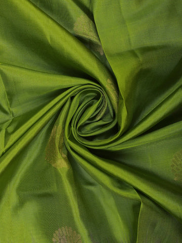 Leaf Green Floral Design Zari Woven Soft Silk Saree - Diadem
