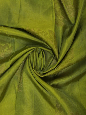 Leaf Green Floral Design Zari Woven Soft Silk Saree - Diadem