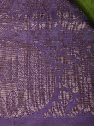 Leaf Green Floral Design Zari Woven Soft Silk Saree - Diadem