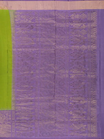 Leaf Green Floral Design Zari Woven Soft Silk Saree - Diadem