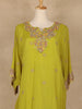 Leaf Green Floral Embroidered Georgette Kaftan Suit - Diadem