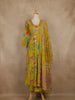 Lemon Green Floral Printed Cotton Salwar Suit With Dupatta - Diadem