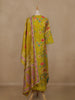 Lemon Green Floral Printed Cotton Salwar Suit With Dupatta - Diadem