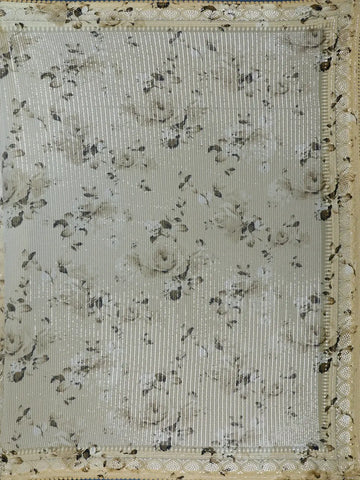 Light Beige Floral Print Sequin Design Chiffon Saree - Diadem