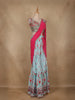 Light Blue Floral Design Crepe Silk Palazzo Suit