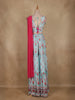 Light Blue Floral Design Crepe Silk Palazzo Suit