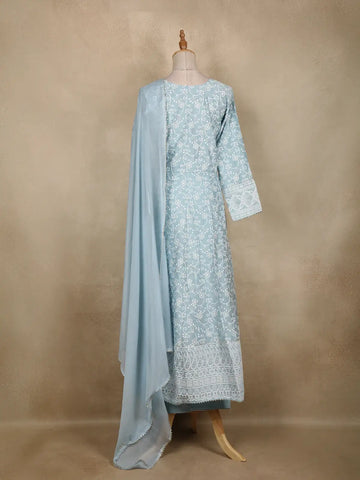 Light Blue Floral Designed Cotton Salwar - Diadem