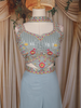 Light Blue Floral Embroidered Design Chiffon Palazzo Suit
