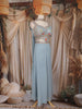 Light Blue Floral Embroidered Design Chiffon Palazzo Suit