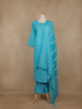 Light Blue Floral Printed Cotton Salwar Suit With Dupatta - Diadem