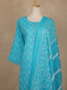 Light Blue Floral Printed Cotton Salwar Suit With Dupatta - Diadem