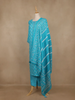 Light Blue Floral Printed Cotton Salwar Suit With Dupatta - Diadem