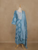 Light Blue Floral Printed Cotton Salwar Suit With Dupatta - Diadem