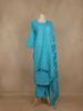 Light Blue Floral Printed Cotton Salwar Suit With Dupatta - Diadem