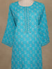Light Blue Floral Printed Cotton Salwar Suit With Dupatta - Diadem