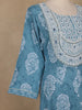 Light Blue Floral Printed Cotton Salwar Suit With Dupatta - Diadem