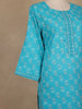 Light Blue Floral Printed Cotton Salwar Suit With Dupatta - Diadem